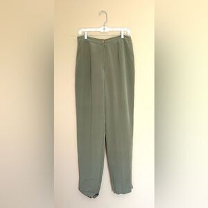 Vintage Design by Pat Argenti 100% Silk Sage Green Trousers